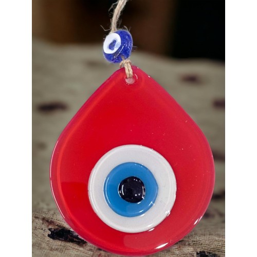 Orta Boy Kırmızı Damla Desen Nazar Boncuklu Duvar Dekoru