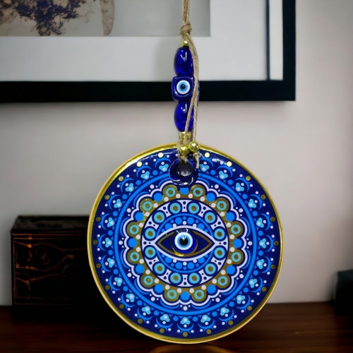 Yaldızlı Nazar Boncuklu Mavi Pembe Renkli Duvar Süsü 