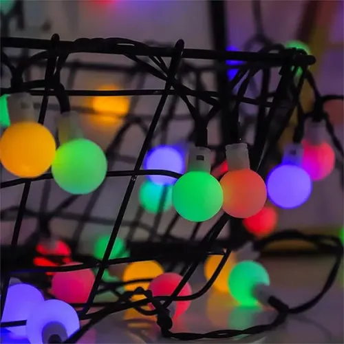 3m 20 LED Beyaz Top RGB Işık (Pilli, 2 Kademeli)