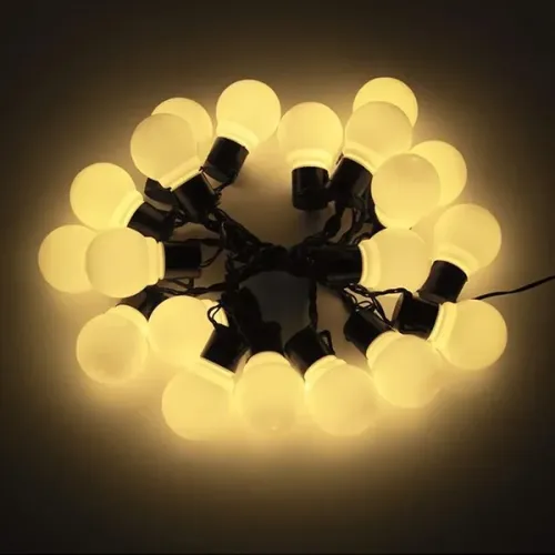 5 Metre 28 LED Mini Top Işık Sarı Fişli Siyah Kablo