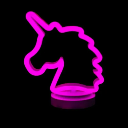 Neon Işıklı Unicorn Masa Gece Lambası