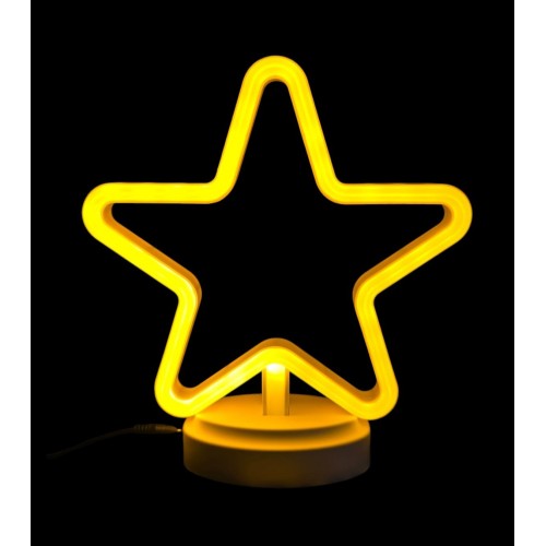 Neon Işıklı Yıldız Masa Gece Lambası Pil+Usb