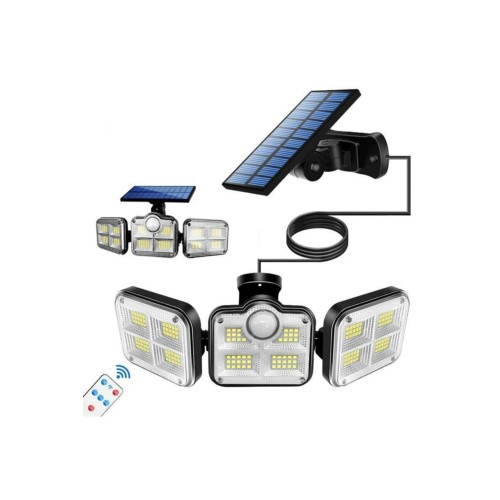 Kumandalı Solar 122 LEDli Hareket Sensörlü Sokak ve Bahçe Lambası