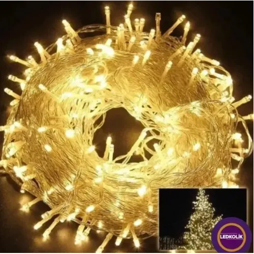 Yılbaşı Aydınlatması 100 LED Perde Hortum Sıcak Beyaz Işık 