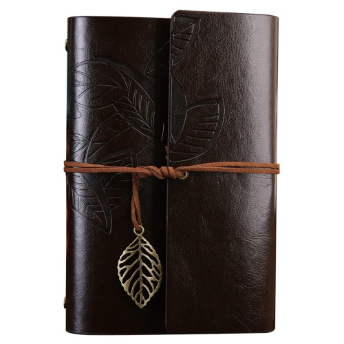  Büyük Yaprak Desenli Deri Defter