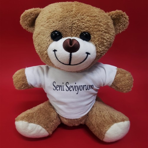  Kahverengi Seni Seviyorum Tişörtlü Ayı