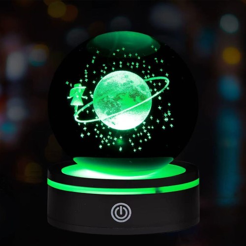  Renk Değiştiren Satürnlü Kız Dönen Cam Küre