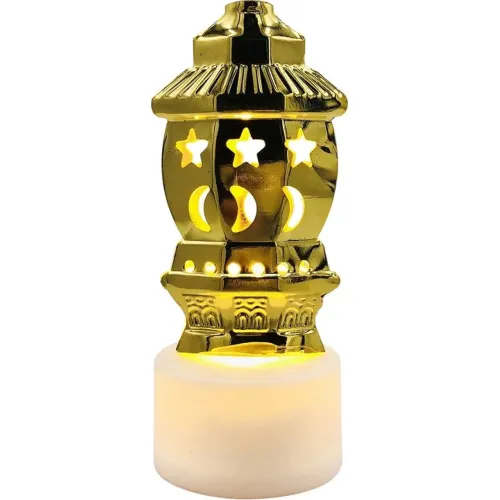 12'li Ramazan Ayaklı LED Işık (Gold, Fener/Lamba Motifli)