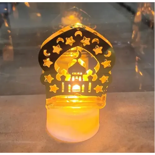 12'li Ramazan Ayaklı LED Işık (Gold, Minare Motifli)