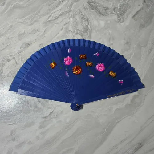 12li Bambu Çift Taraflı Renkli Yelpaze 