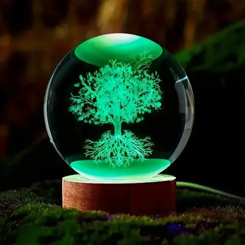 Ağaç Figürlü Plastik Altlıklı Cam Küre