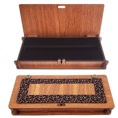 Ahşap Deri Kalem Kutusu Süngerli 