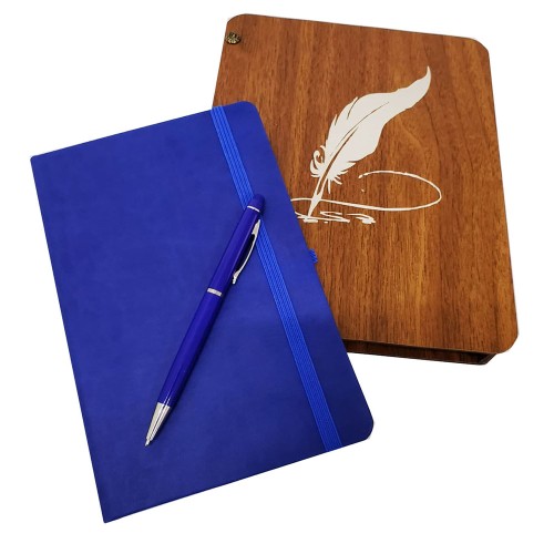 Ahşap Kutulu Defter Kalem Seti 