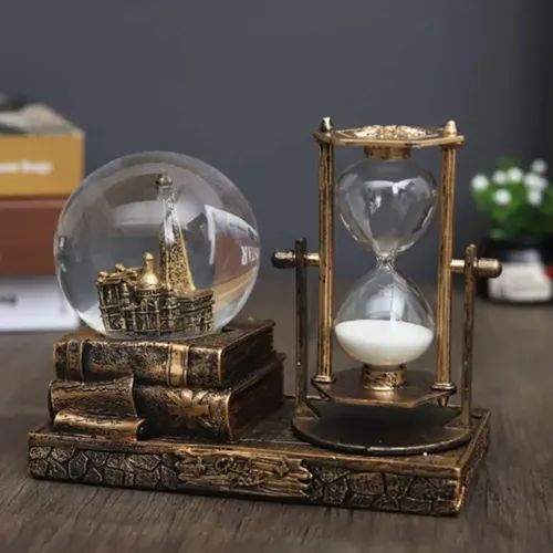 Dekoratif Kar Küresi ve Kum Saati Gold