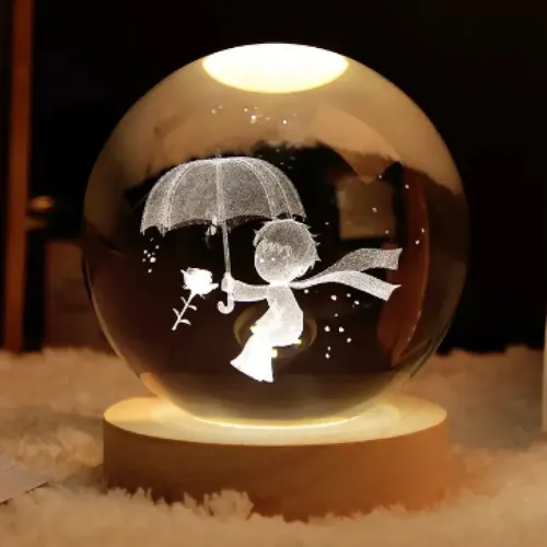 Dekoratif Küçük Prens Tasarımlı Işıklı Cam Küre