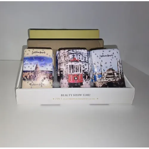 İstanbul Temalı Büyüteçli Dikdörtgen Cep Aynası Seti 