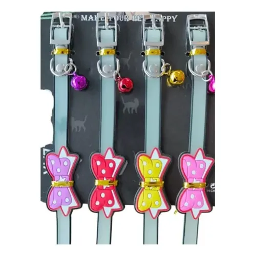 Kurdeleli ve Zilli Silikon Kedi Tasması