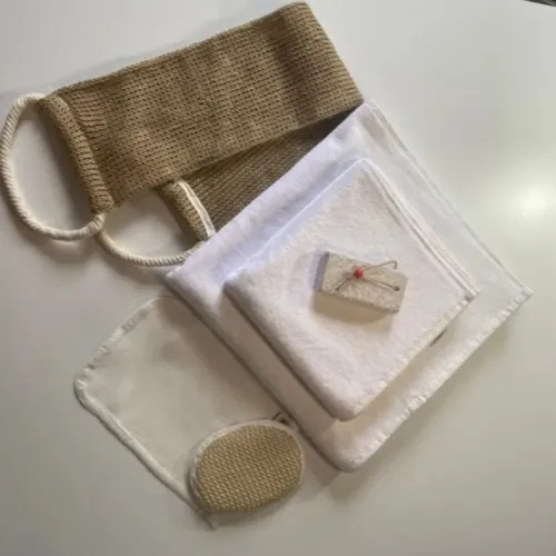 %100 Keten 6'lı Banyo Hamam Seti