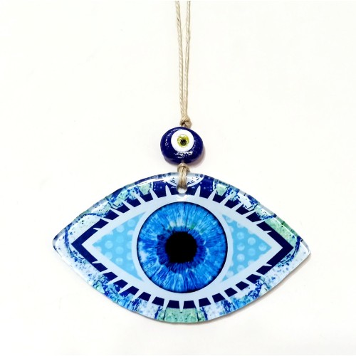 Mavi Göz Modelli Füzyon Cam Duvar Dekorasyonu