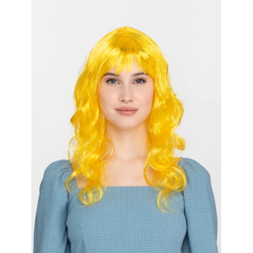 Sarı Renk Uzun Dalgalı Parti Peruğu