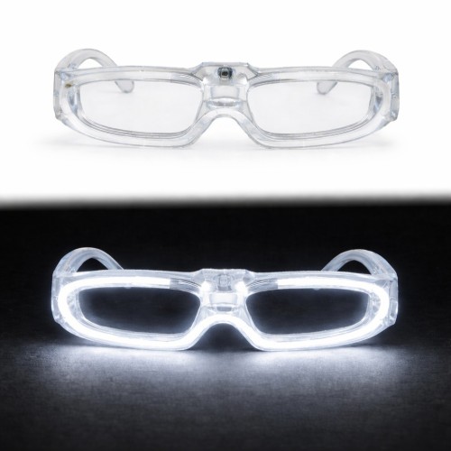 Beyaz LED Işıklı Parti Gözlüğü 3 Modlu – Glow &amp; Gece Eğlence Gözlüğü