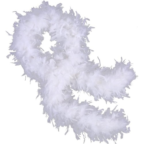 Beyaz Renk Kabarık Kalın Otriş Boa Tüy 6 cm Genişlik 180-200 cm Uzunluk