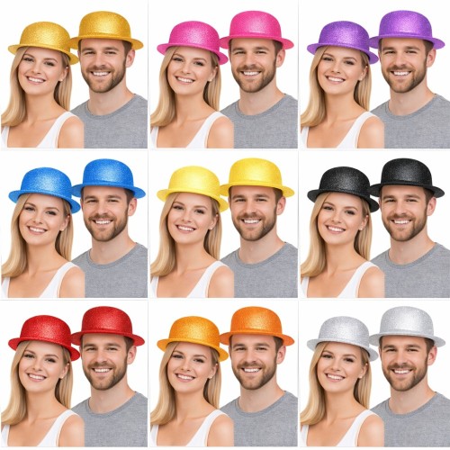 Glitter Simli Melon Şapka 9’lu Set - 9 Renk Parti ve Kostüm Şapkası