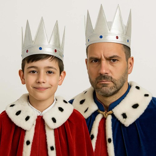 Gümüş Renk Eva Yumuşak Kral Kraliyet Tacı Yetişkin Çocuk Uyumlu 55 cm