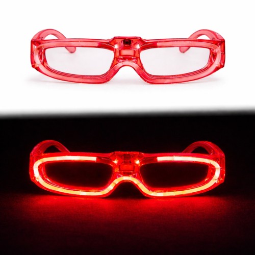 Kırmızı LED Işıklı Parti Gözlüğü 3 Modlu – Glow &amp; Gece Eğlence Gözlüğü