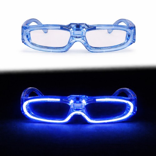 Mavi LED Işıklı Parti Gözlüğü 3 Modlu – Glow &amp; Gece Eğlence Gözlüğü