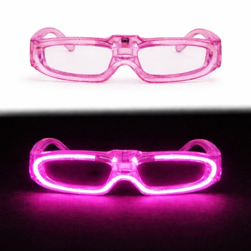 Pembe LED Işıklı Parti Gözlüğü 3 Modlu – Glow &amp; Gece Eğlence Gözlüğü