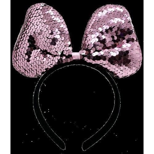 Renk Değiştiren Pullu Payetli Fiyonk Parti Tacı Pembe Gümüş Renk 20x16 cm