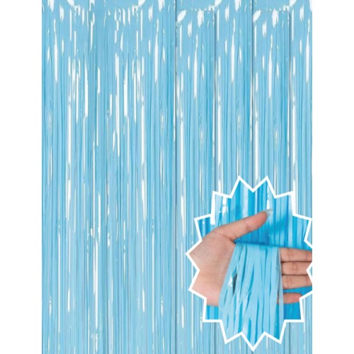 Soft Mavi Püsküllü Kapı Perdesi - Parti, Baby Shower, Sünnet Süsü, Cinsiyet Partisi 1x2 m