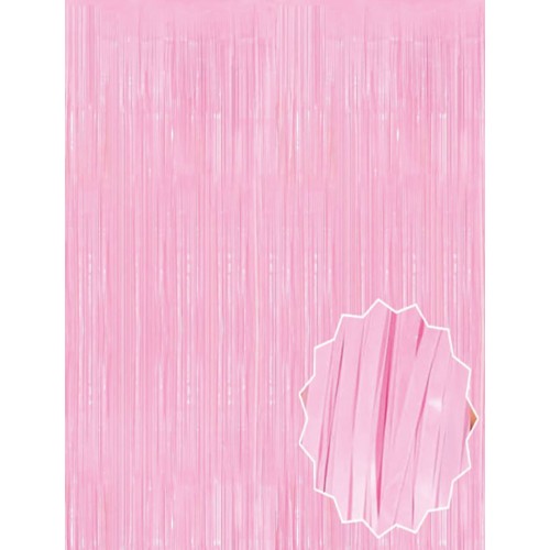 Soft Pembe Püsküllü Kapı Perdesi - Parti, Baby Shower, Cinsiyet Partisi 1x2 m