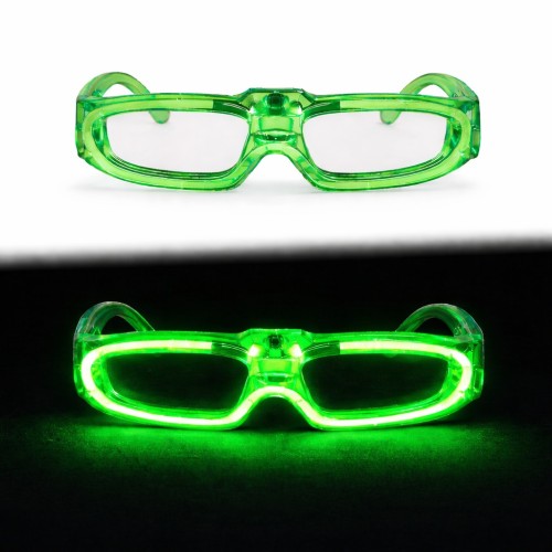 Yeşil LED Işıklı Parti Gözlüğü 3 Modlu – Glow &amp; Gece Eğlence Gözlüğü