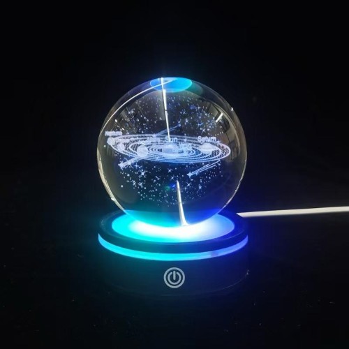  Gezegenler Tasarımlı Renk Değiştiren Dönen Cam Küre