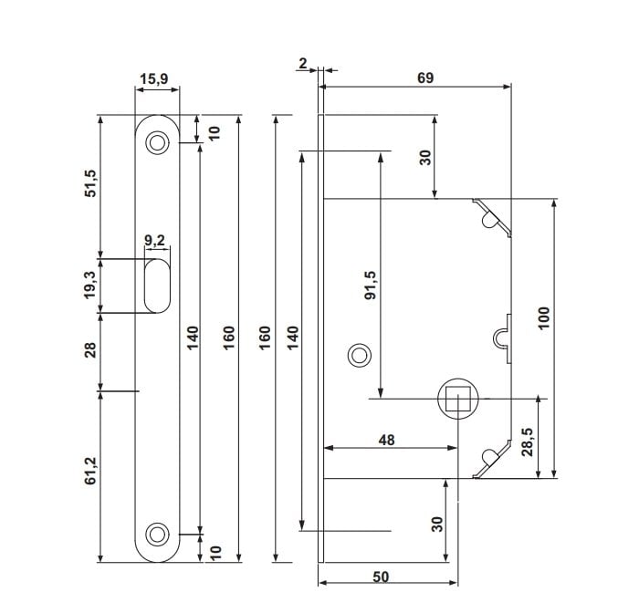Hafele Kayar Kapı Kilidi Banyo Tipi (WC) Mat Nikel Renk