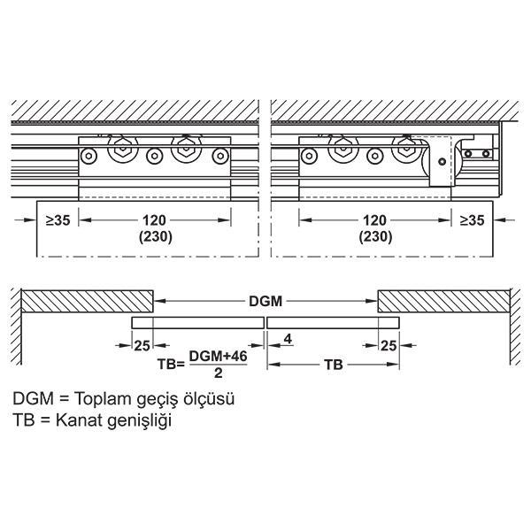 Hafele Classic 80/120F Tavan İçi Montaj Seti
