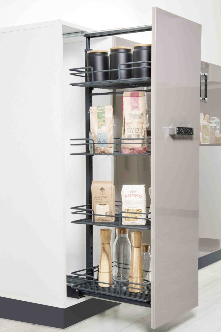 Oscar Teleskopik Kiler Tandem Blum Raylı Antrasit Sepet 155-170x48x51cm