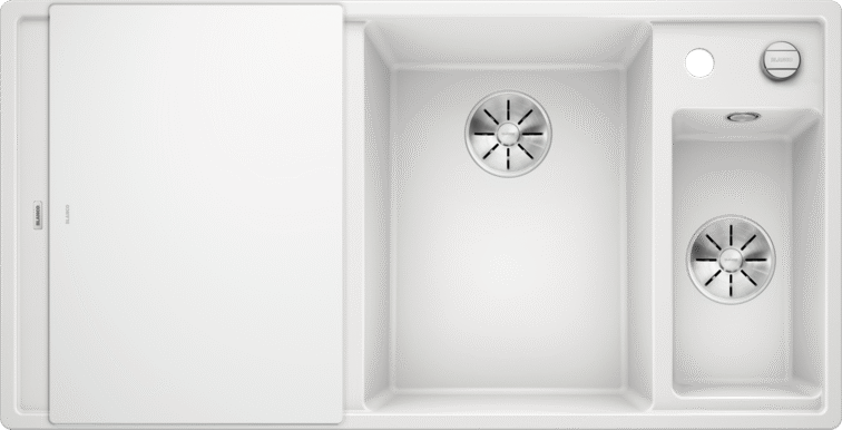 Blanco Granit Eviye Tezgah Üstü 1,5 Gözlü Sol Damlalıklı Axia III 6S Beyaz