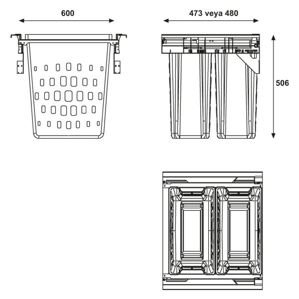 Hafele Laundry Çamaşır Sepeti Beyaz 600 mm