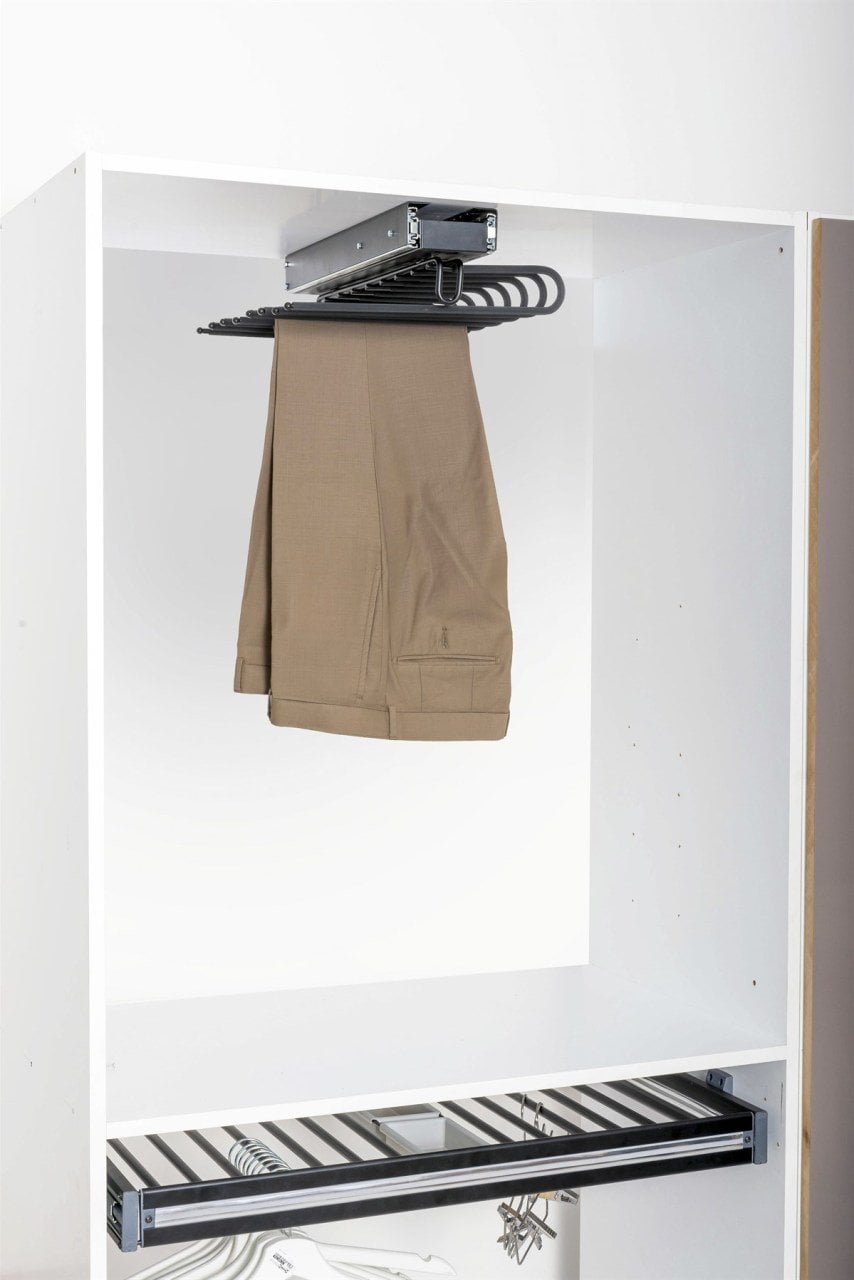 Oscar Tavana Bağlantılı Teleskopik Pantolon Askısı, Antrasit Renk