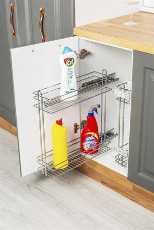 Oscar Teleskopik Tandem-Blum Yandan Raylı Ahşap Antrasit Deterjanlık, Modül 200