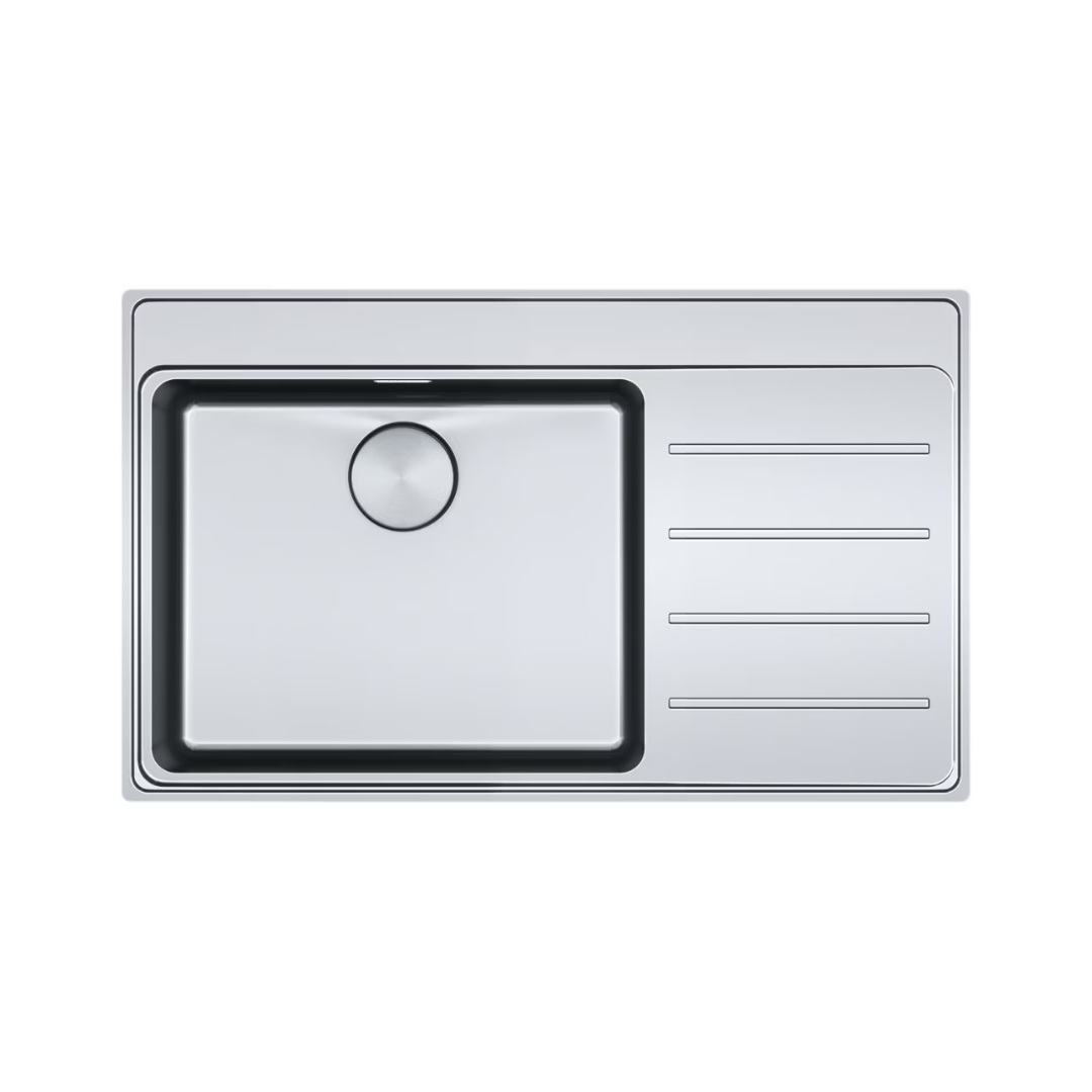 Franke Çelik Eviye MYX 211-86 Tek Gözlü Tezgah Üstü ve Tezgaha Sıfır Sağ Damlalık