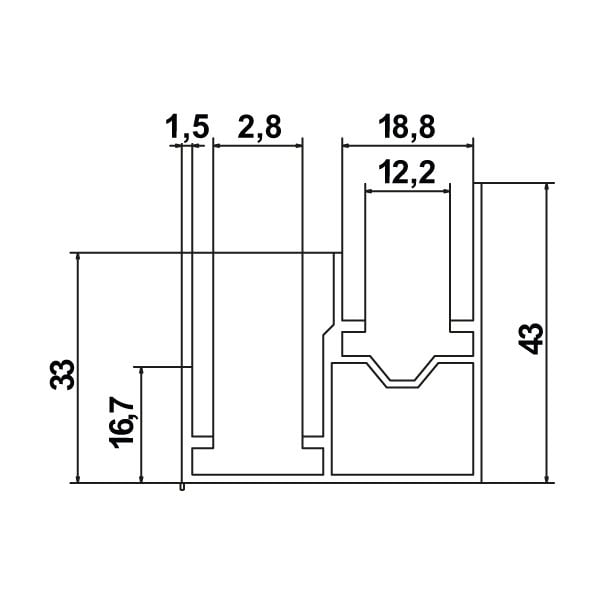 Hafele Ahşap Kayar Kapak Alt Rayı Prime 90 II Alüminyum 3000mm