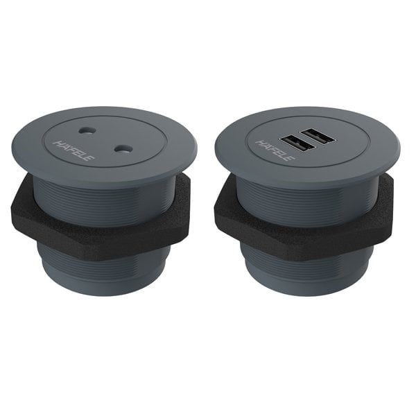 Hafele Priz ve Şarj Seti Port İkili Antrasit Renk