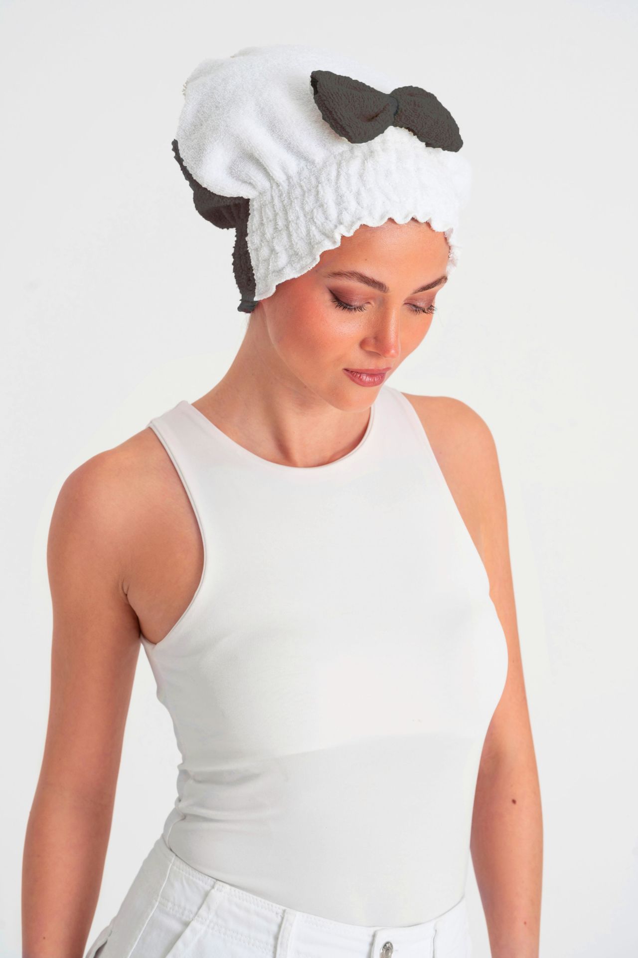 Havlu Saç Kurulama Bonesi Koyu Gri 08