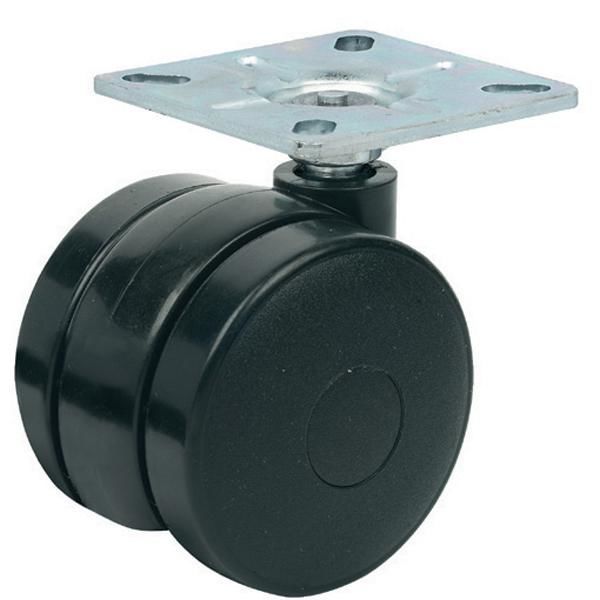 Hafele ROLLER02 Plakalı Frensiz Mobilya Tekerleği Mat Siyah Ø75x82mm (4 Adet)