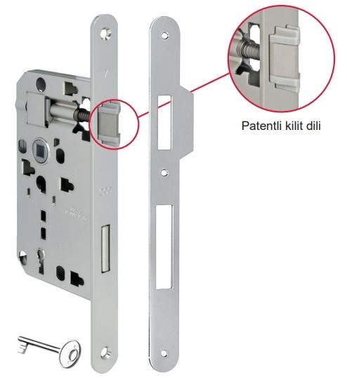 Hafele DUO Oda Tipi (CB) Gömme Kilit Parlak Nikel 55/20/72mm