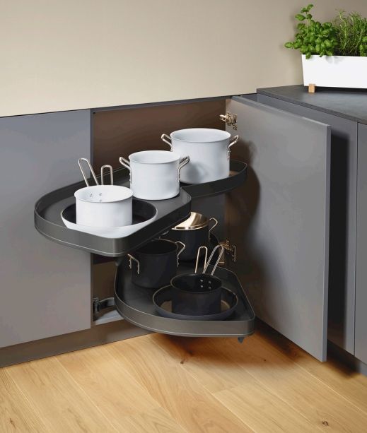 Hafele Kessböhmer Lemans II Arena Pure Köşe Kiler Sistemi 4 Sepet Sağ Dönüşlü Antrasit 411-418 mm